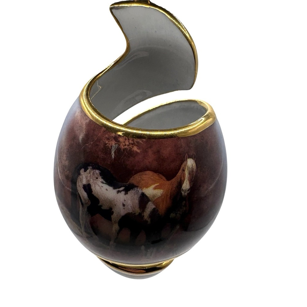 Bradford Exchange‎ Porcelain Spiral W/Gold Horse Ornament "Elegant Treasures"